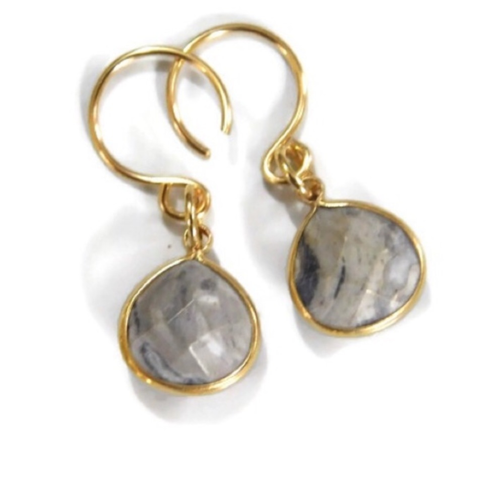 Genuine Agate Teardrop Earrings
